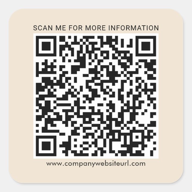 Ihr QR-Code für Unternehmen und die Website des Un Quadratischer Aufkleber (Vorderseite)