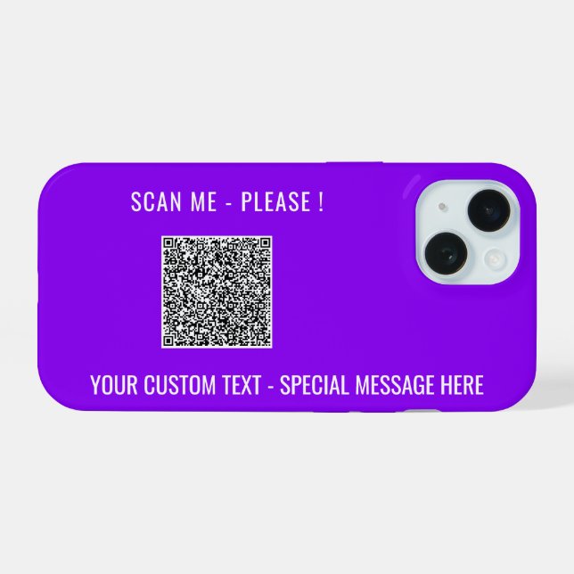 Ihr QR-Code Personalisierter Text iPhone Case 15 Hülle (Rückseite (Horizontal))