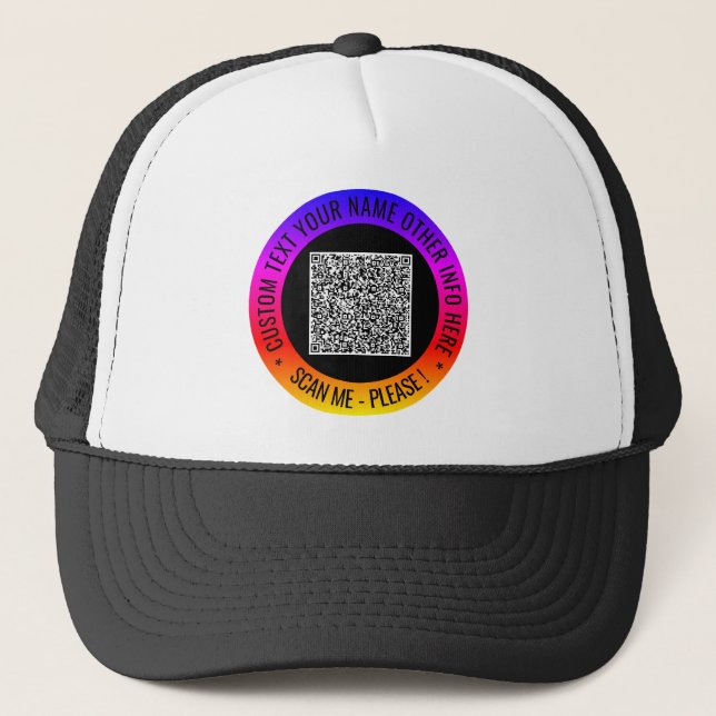 Ihr QR-Code scannt benutzerdefinierten Text, moder Truckerkappe (Vorderseite)