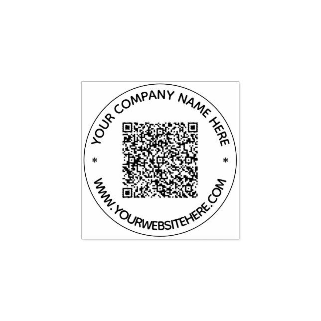 Ihr QR-Code Text Info Rund Gummistempel Beispiel (Prägung)