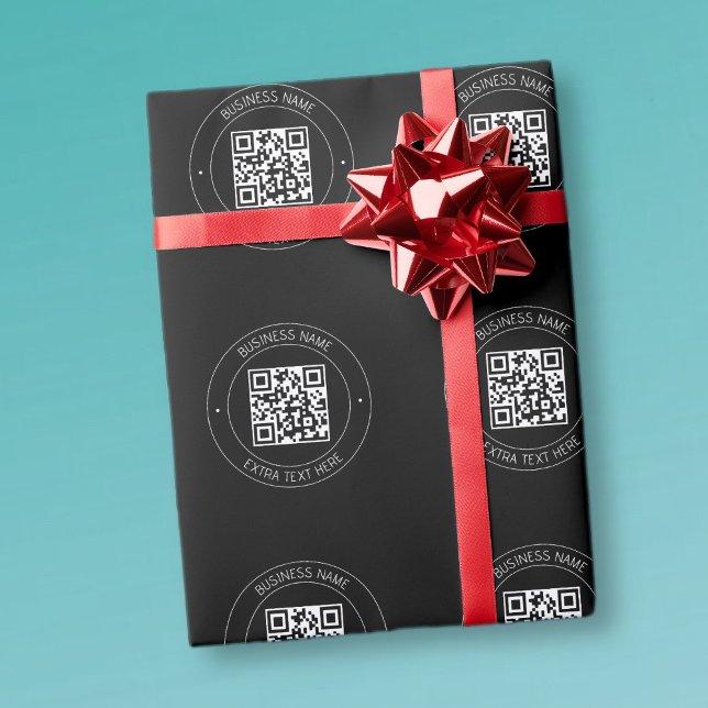Ihr QR-Code und bearbeiteter Text | Schwarz/Weiß Geschenkpapier (Von Creator hochgeladen)
