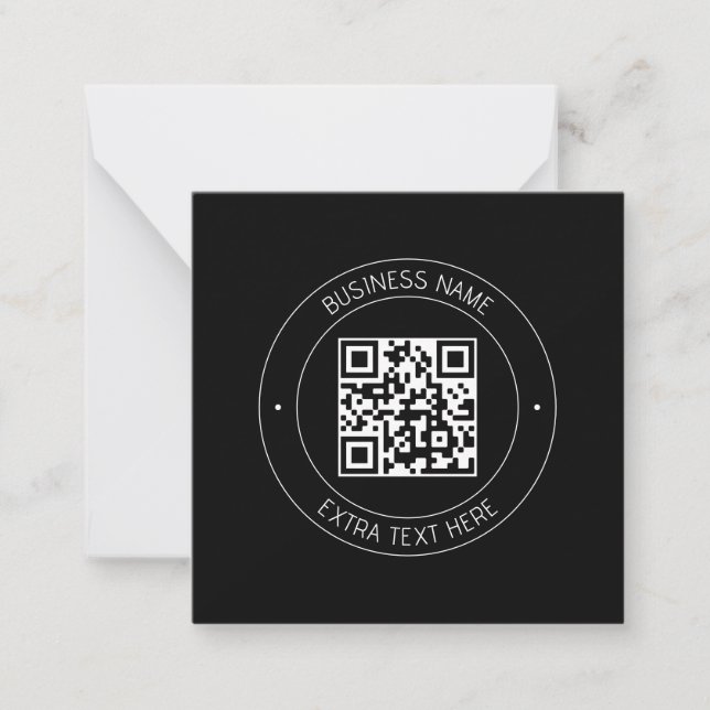 Ihr QR-Code und bearbeiteter Text | Schwarz/Weiß Mitteilungskarte (Vorderseite)