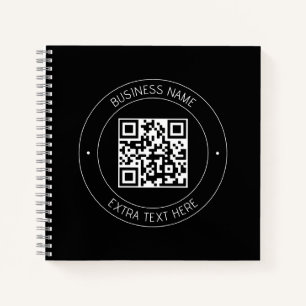 Ihr QR-Code und bearbeiteter Text Schwarz/Weiß Notizbuch