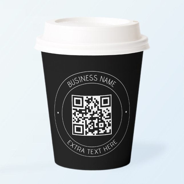 Ihr QR-Code und bearbeiteter Text | Schwarz/Weiß Pappbecher (Von Creator hochgeladen)