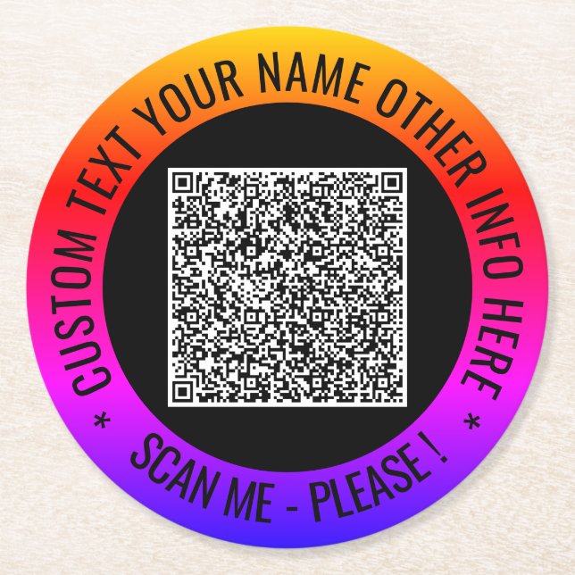 Ihr QR-Code und Ihr Untersetzer für benutzerdefini (Vorderseite)