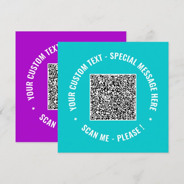 Ihr QR-Code und Ihre benutzerdefinierte Textkarte  (Vorne/Hinten)