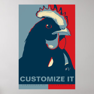 IHR Red White Blue Pop CUSTOMIES Art Chicken Poste Poster