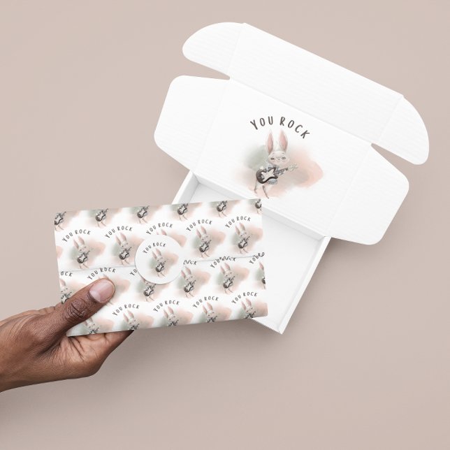 Ihr Rock Bunny Guitar Tissue Seidenpapier (Empower a special little musician with this cute bunny, "You rock" tissue paper! )