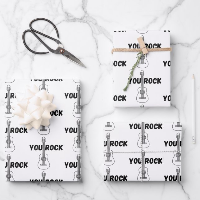 Ihr Rock Gitarre Wrapping Paper Sheets Geschenkpapier Set (Vorderseite)