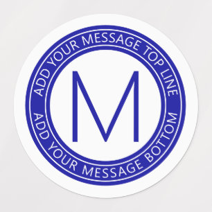 Ihr Rundschreiben und Monogramm   Royal Blue Etiketten