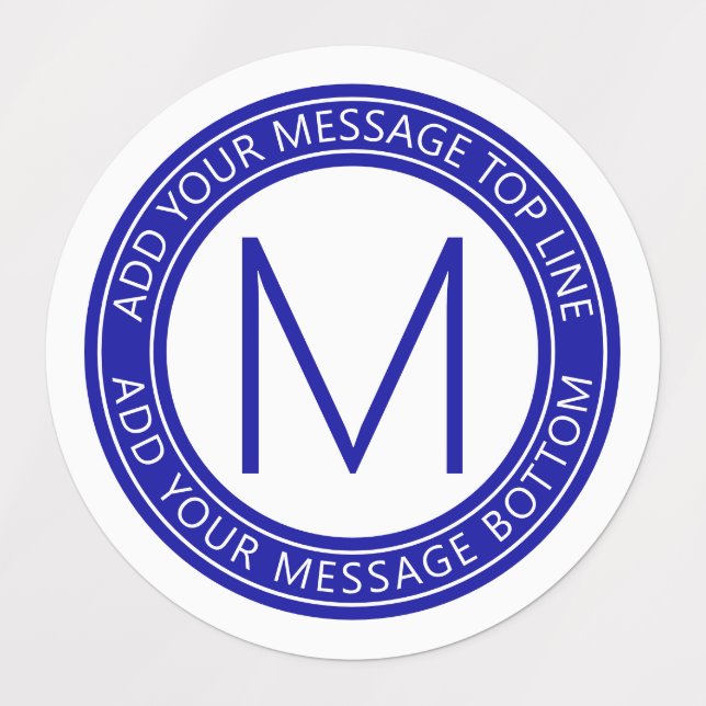 Ihr Rundschreiben und Monogramm | Royal Blue Etiketten (Design 1)