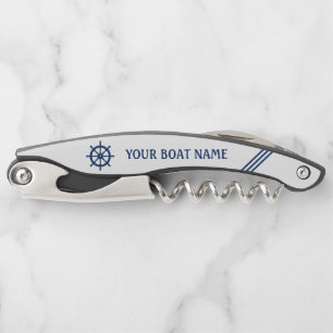 Ihr Schiff Name Schiff Rad Helm Blue White Strip Kellnermesser