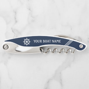 Ihr Schiff Name Schiff Rad Helm Navy Blue Stripe Kellnermesser