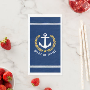 Ihr Schiff oder Familienname Anchor Laurel Rope Bl Serviette