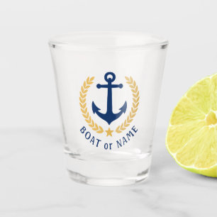 Ihr Schiff oder Ihre Familie Name Anker Gold Style Schnapsglas