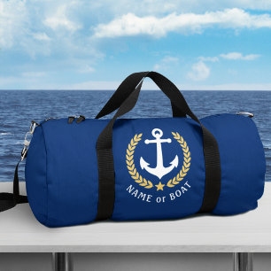 Ihr Schiff oder Name Anchor Gold Laurel Star Navy Duffle Bag