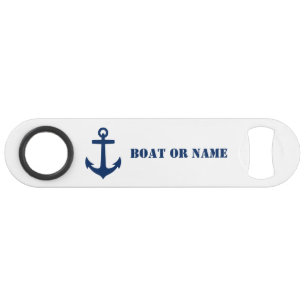 Ihr Schiff oder Name Nautical Anchor Navy Blue Whi Speed Flaschenöffner