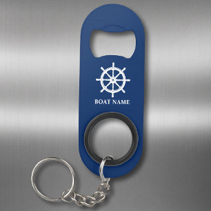 Ihr Schiff oder Name Schiff Rad Helm Navy Blue Mini Flaschenöffner