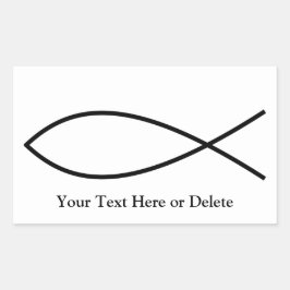 Ihr Schwarzer Text/Farbe Ichthys Christliche Fisch Rechteckiger Aufkleber
