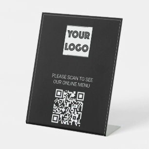 Ihr Schwarzes Logo Benutzerdefiniertes Geschäft QR Sockelschild