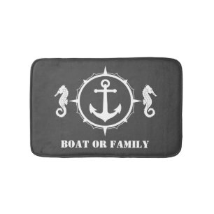 Ihr Seepferd Boat oder Familienname Anker Grau Badematte