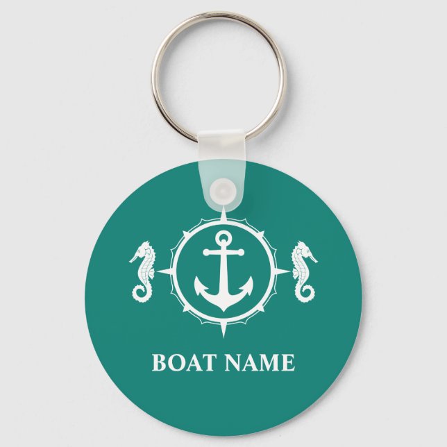 Ihr Seepferd Name Ihres Bootes Anchor sh00a Schlüsselanhänger (Vorderseite)