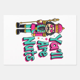 Ihr seid alle verrückt Lustiger Nussknacker Weihna Geschenkpapier Set