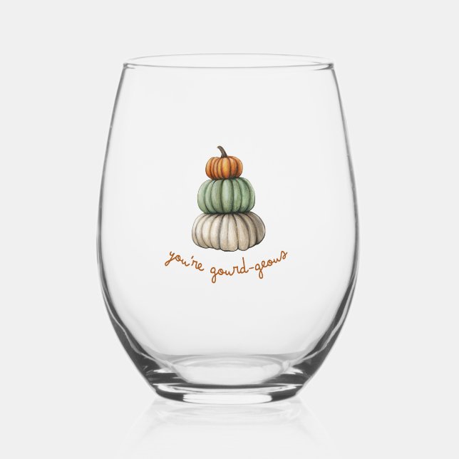 Ihr seid Gourd-Geous Pumpkin Stack Weinglas Weinglas Ohne Stiel (Vorderseite)