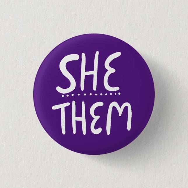 IHR/SIE Pronouns Lila Handschrift Minimal Button (Vorderseite)