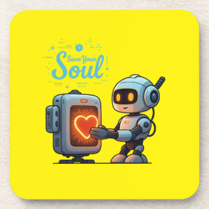 Ihr Soul Niedlich Robot Holding Heart gerettet - F Getränkeuntersetzer