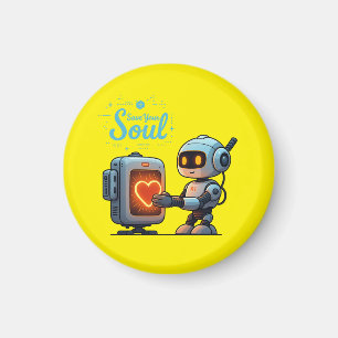Ihr Soul Niedlich Robot Holding Heart gerettet - F Magnet