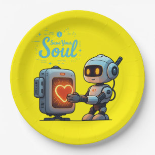 Ihr Soul Niedlich Robot Holding Heart gerettet - F Pappteller