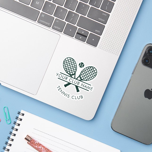 Ihr Tennisklubteam Minimalistisch nach Maß Aufkleber (Laptop mit iPhone)