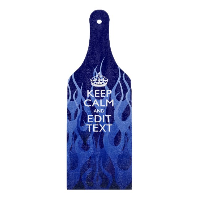 Ihr Text auf Behalten Ruhe auf blauen Racing-Flamm Schneidebrett (Vorderseite)