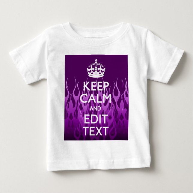 Ihr Text auf Behalten Ruhe auf Lila Racing Flames Baby T-shirt (Vorderseite)