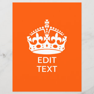 Ihr Text auf Keep Calm Crown Orange Flyer