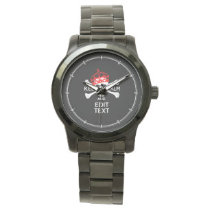 Ihr Text Behalte Ruhe rote Kronenkratzel Skull Armbanduhr