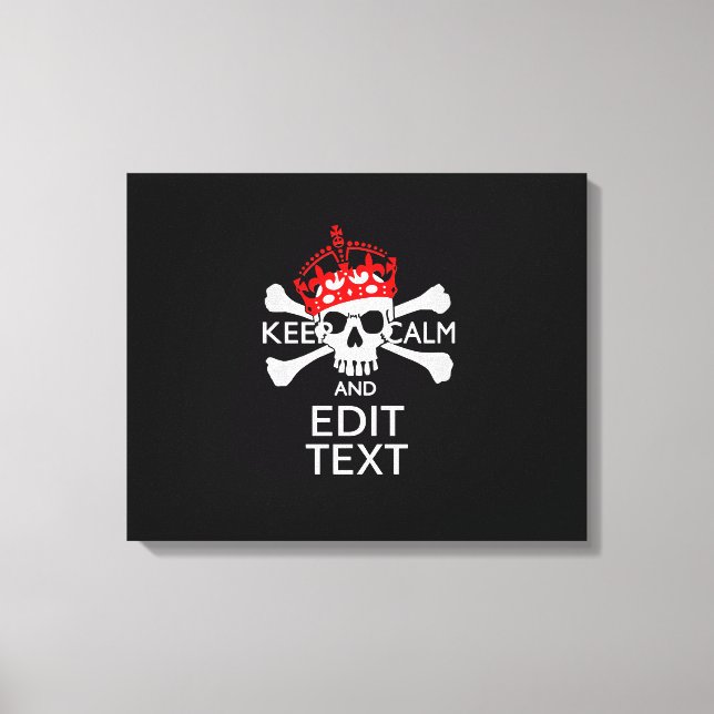 Ihr Text Behalte Ruhe rote Kronenkratzel Skull Leinwanddruck (Vorderseite)