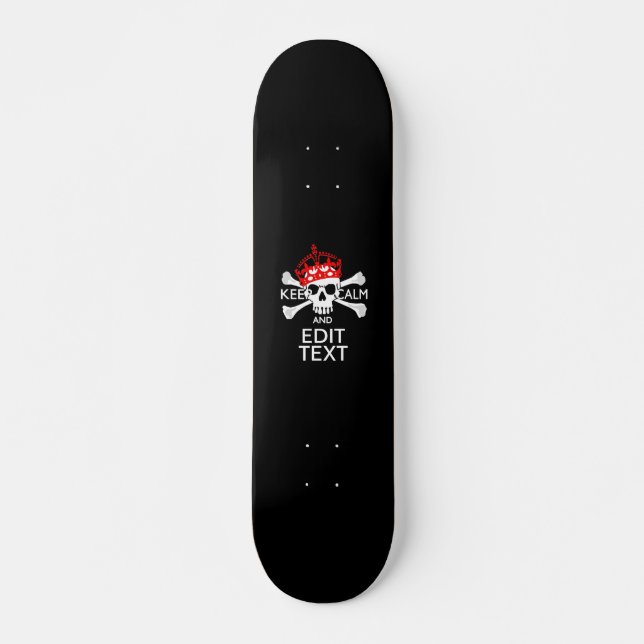 Ihr Text Behalte Ruhe rote Kronenkratzel Skull Skateboard (Vorne)