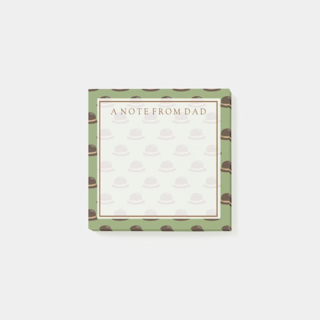 Ihr Text | Bowler Hats Brown & Green Post-it Klebezettel (Vorderseite)