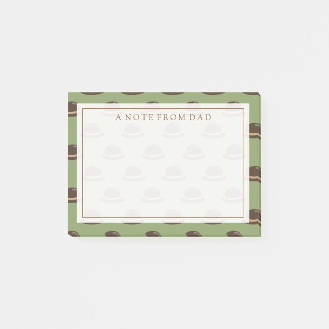 Ihr Text | Bowler Hats Brown & Green Post-it Klebezettel (Vorderseite)