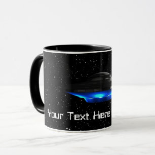Ihr Text Cool Blue Alien Flying Saucer Space UFO Tasse