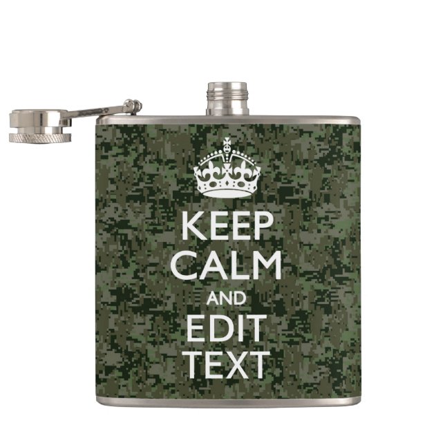 Ihr Text Digital Camouflage Olive Green Behalten R Flachmann (Geöffnet)
