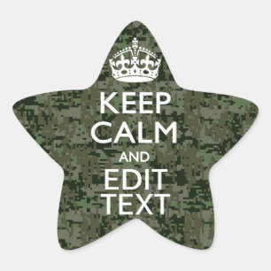 Ihr Text Digital Camouflage Olive Green Behalten R Stern-Aufkleber