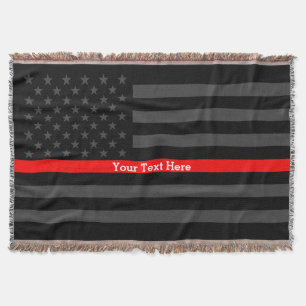 Ihr Text dünne rote Linie Kohle schwarze US-Flagge Decke