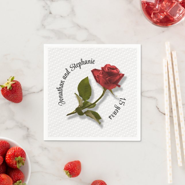Ihr Text - Eine Rote Rose - Blumenfotografie Serviette (Beispiel)