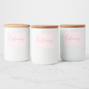 Ihr Text Elegante Schrift & Soft Blush Pink Lebensmitteletikett