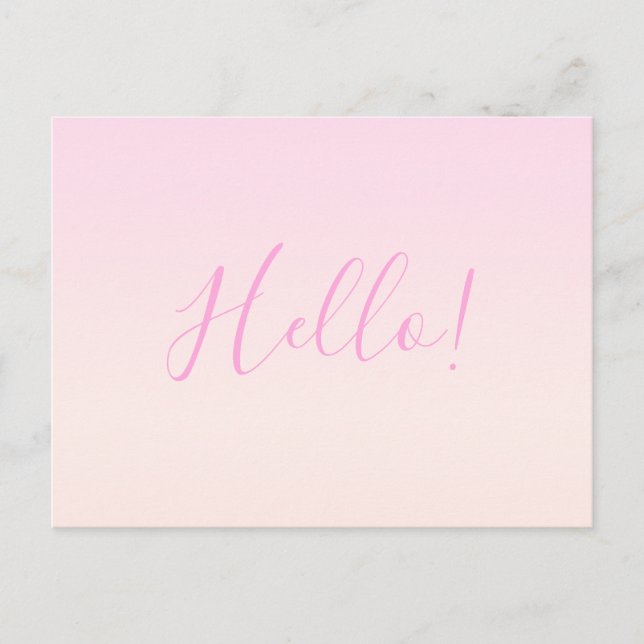 Ihr Text | Elegantes Script & Soft Blush Pink Ombr Postkarte (Vorderseite)