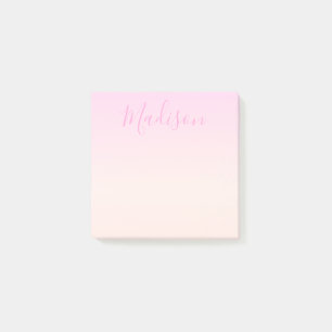 Ihr Text Elegantes Skript & Sanftes Rosa Ombre Post-it Klebezettel