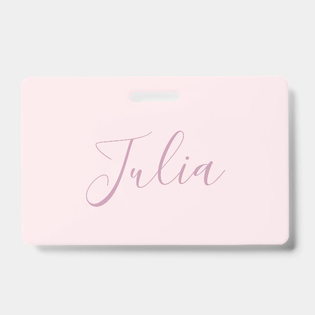Ihr Text | Elegantes Skript & Soft Blush Pink Ausweis (Vorderseite)